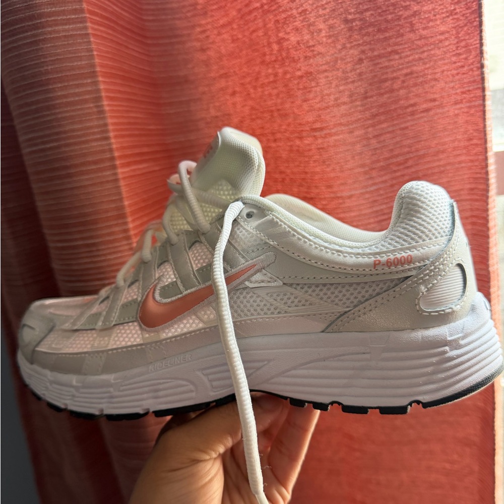 Nike White Sneakers with Pink Swoosh P-6000 Style